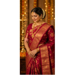 Kanchipuram Silk Saree — Maroon