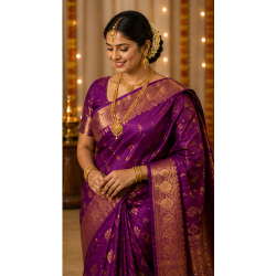 Kanchipuram Silk Saree — Royal Purple