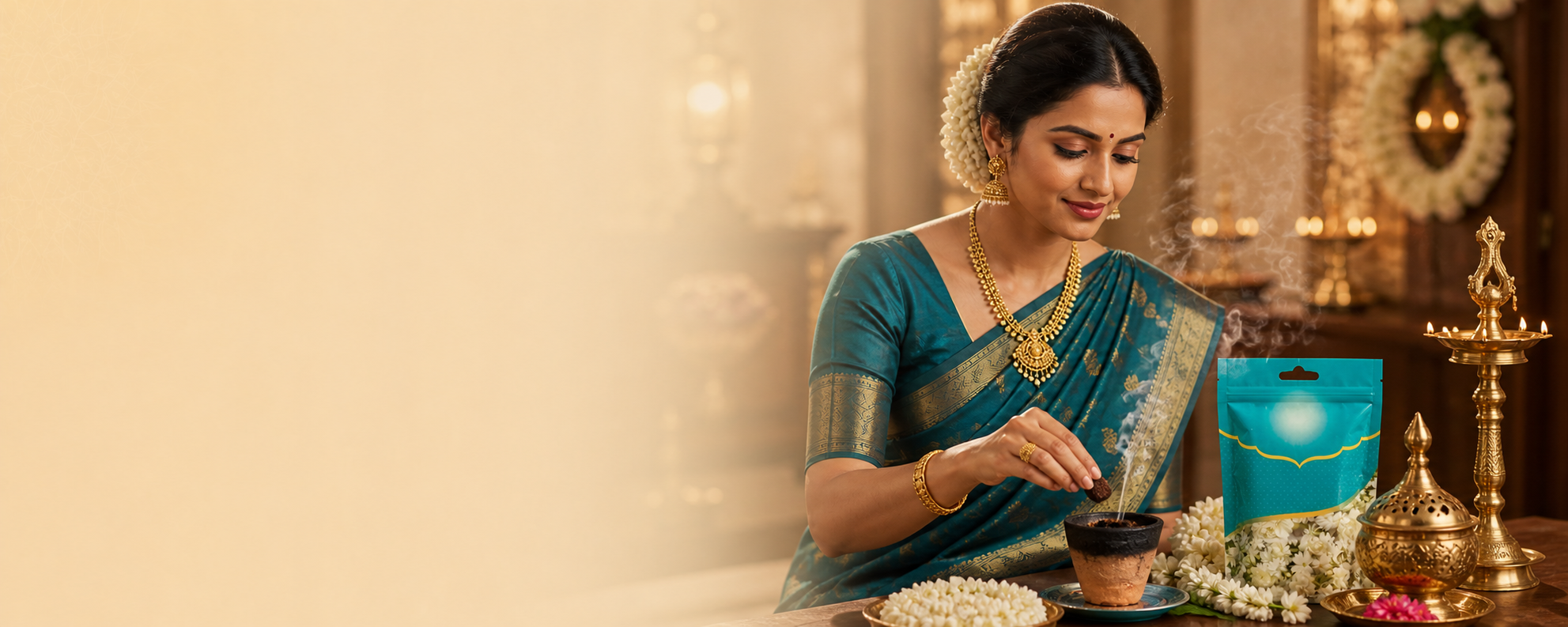 Woman in a maroon silk saree exploring traditional gold jewellery