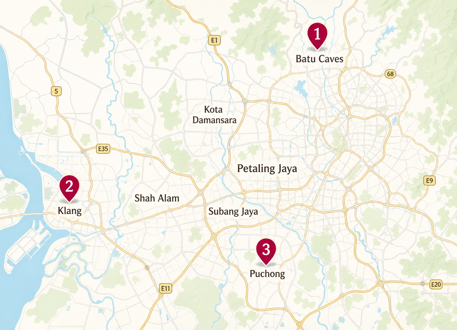 Map showing Mangala Theebam store locations